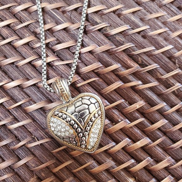 Vintage Adjustable Two-Tone Silver/Gold Heart Necklace - Picture 4 of 8
